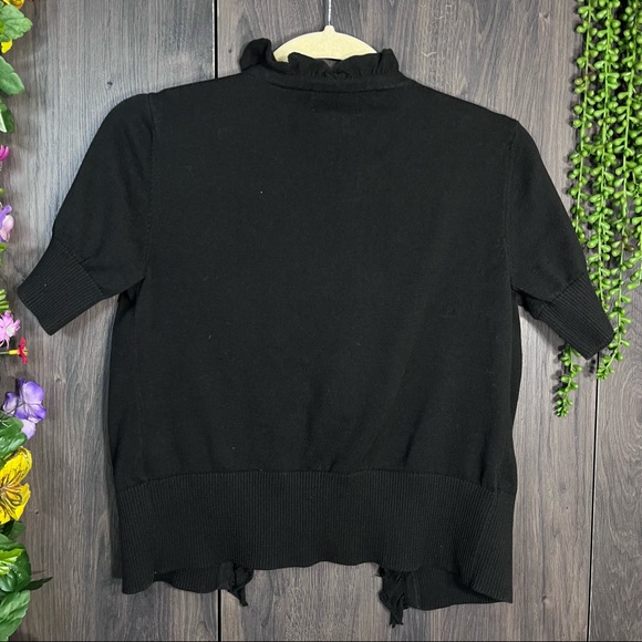 >🌼3/$30🌼Van Heusen Short Sleeve Tie Close Black Cardigan Shawl Size XS - Picture 12 of 15